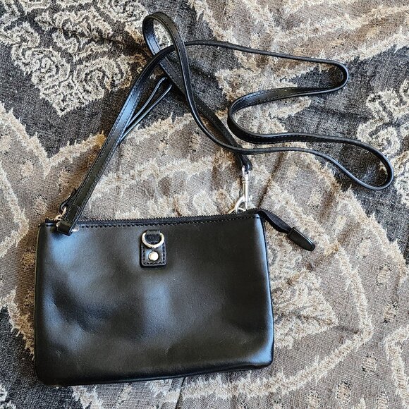 GAP Black Leather Crossbody Mini Shoulder Bag - Picture 6 of 15